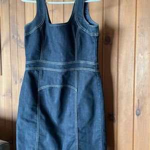 Denim dress, good used condition, slit at back and back zipper.